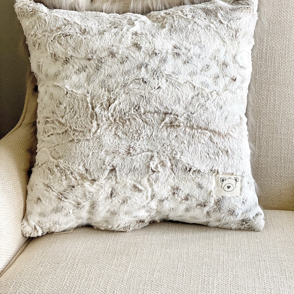 Faux fur fawn pillow: handmade woodland nursery decor, 18”x18”, brand new